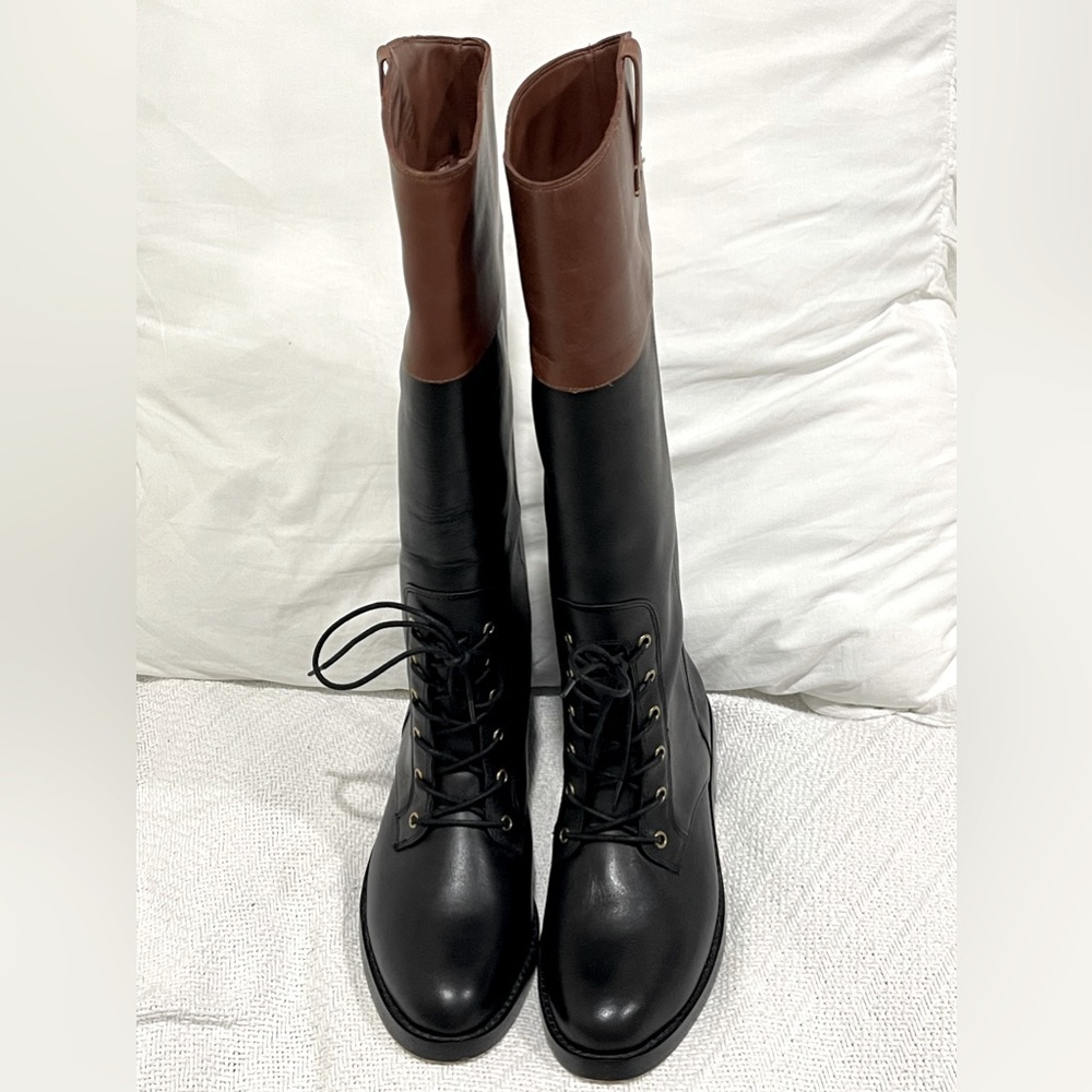 J.Crew new without box leather lace up knee high boots size 9.5 BD425 - Picture 3 of 8